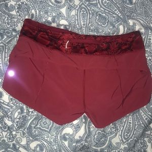 Red Lululemon speed shorts